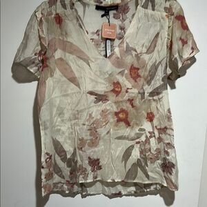 Harve Bernard Floral V-Neck Blouse NWT